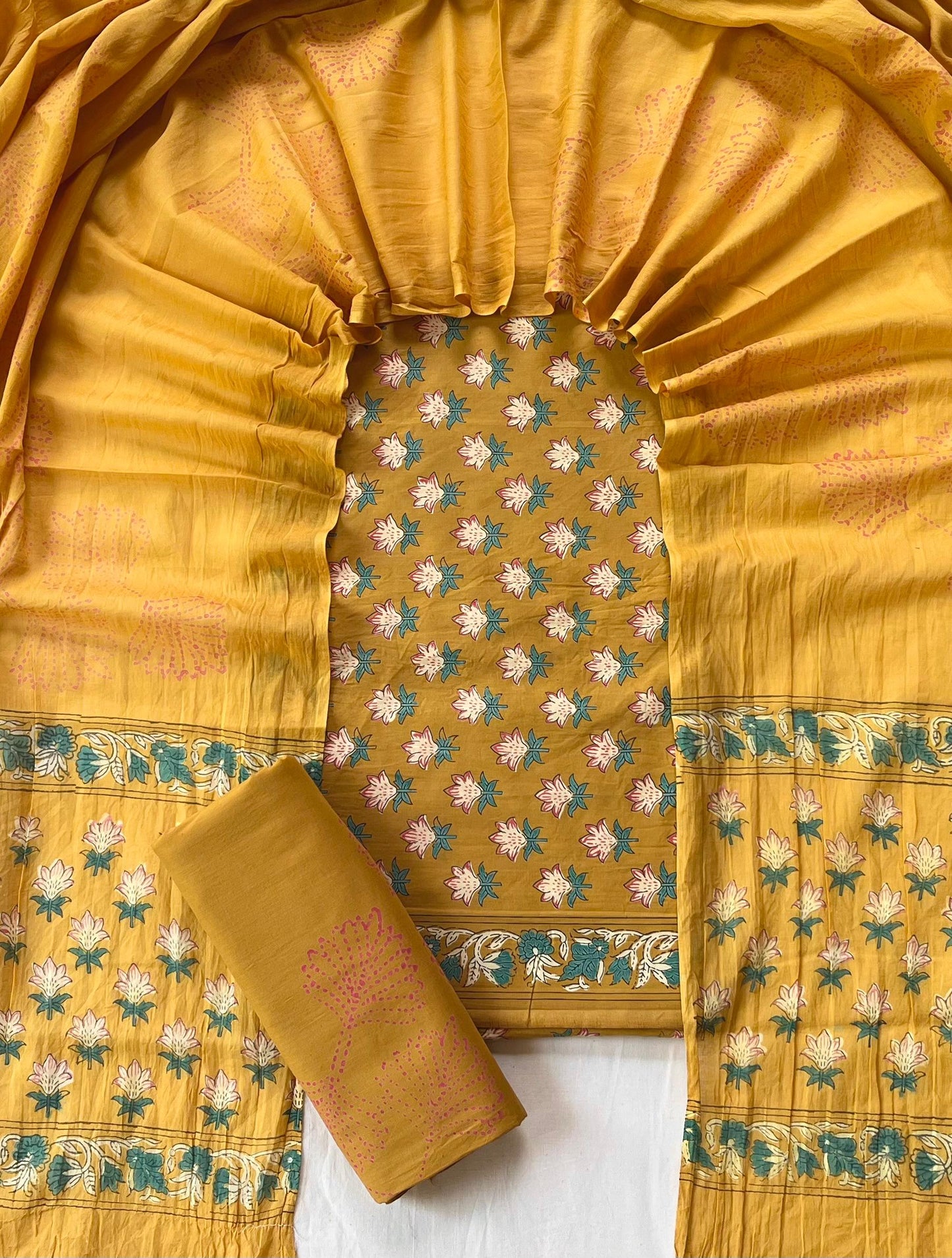 Exclusive new hand block printed cotton suits with cotton duptta