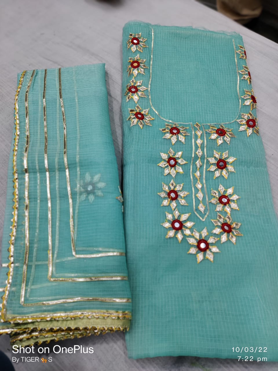 Beautiful Gota Patti Work Kota doria Unstitched Suit