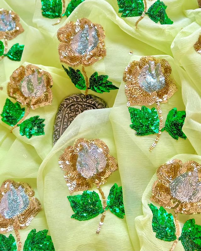 Pure Chiffon Jaipuri Beautiful motif Work Saree