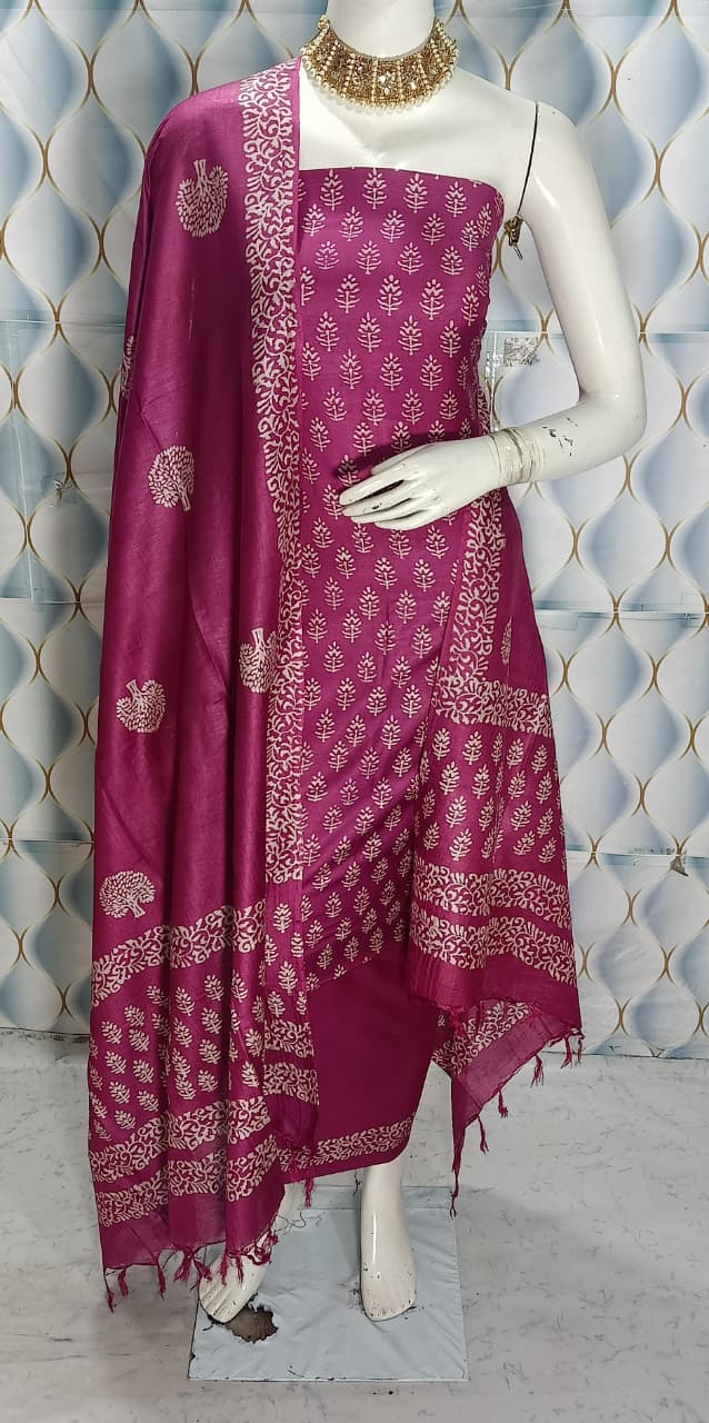 Cotton slub discharge print Unstitched Suit
