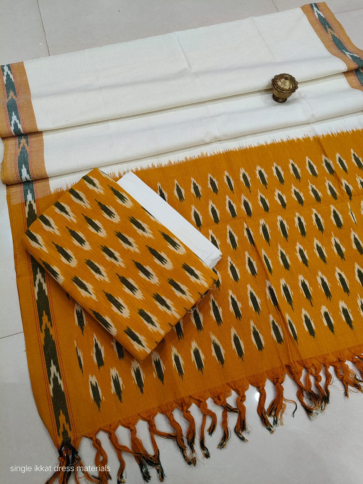 Pure ikkat Cotton Unstitched Suit With Dupatta