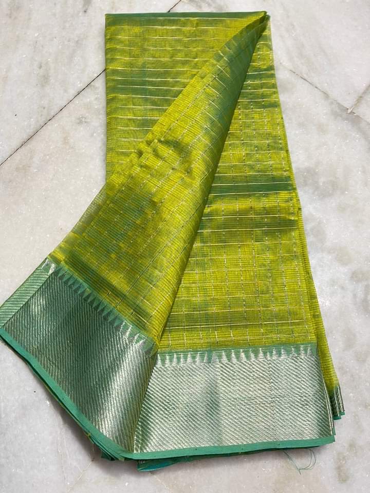 Pure Cotton Silk Mangalagiri Saree With Running Blouse .