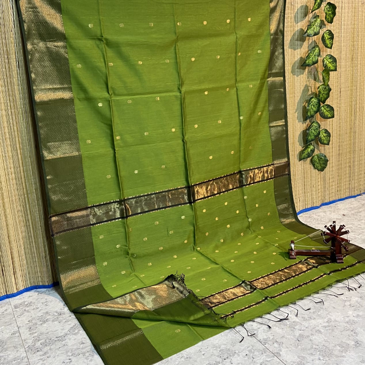 Maheshwari Cotton Silk Zari Work Saree With Blouse