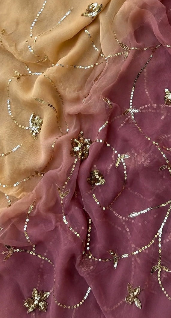 Premium Pure Chiffon Jaal Work Saree with Running Blouse