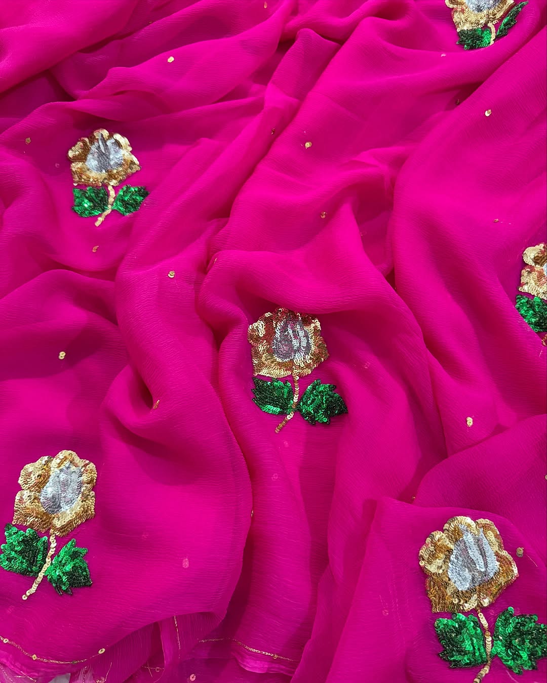 Pure Chiffon Jaipuri Beautiful motif Work Saree