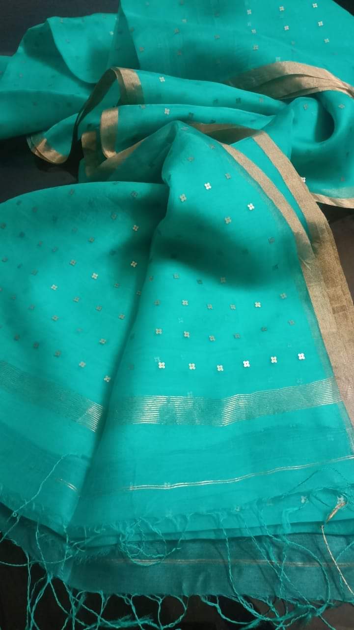 Bengal Handloom Pure Muslin Silk Saree With ( Silk Mark Certified)