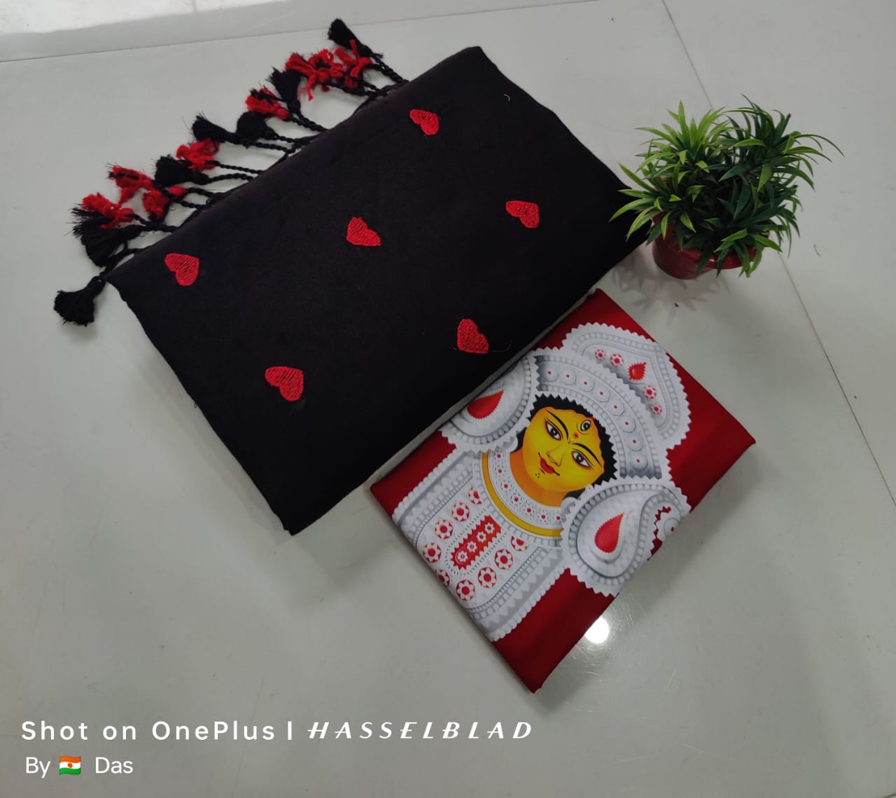 Beautiful Love Embroidery Khaddi Cotton Saree