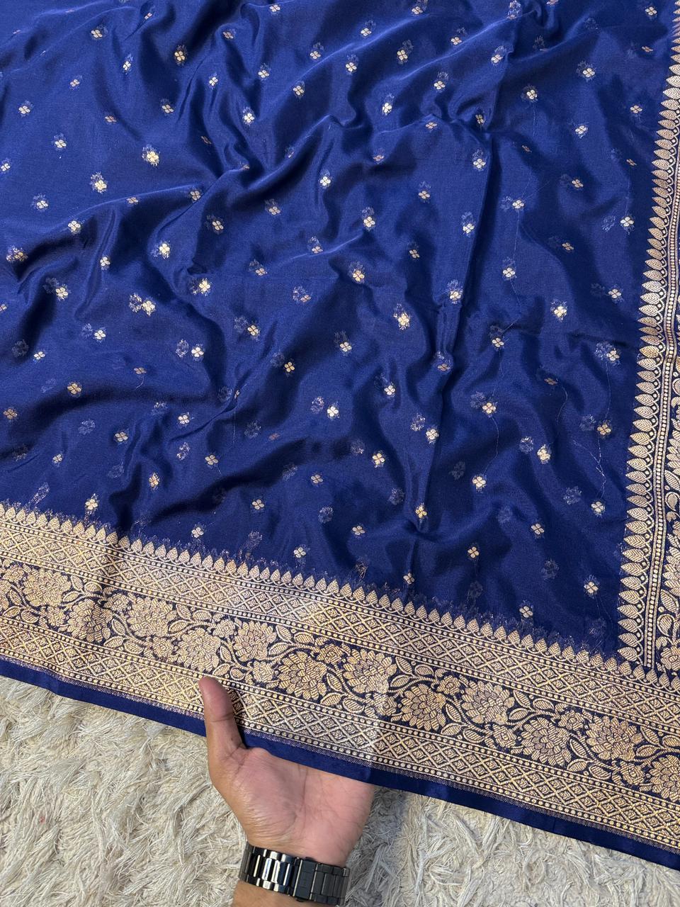 Designer Banarasi Handloom Semi Khaddi Georgette silk Saree with allover Zari