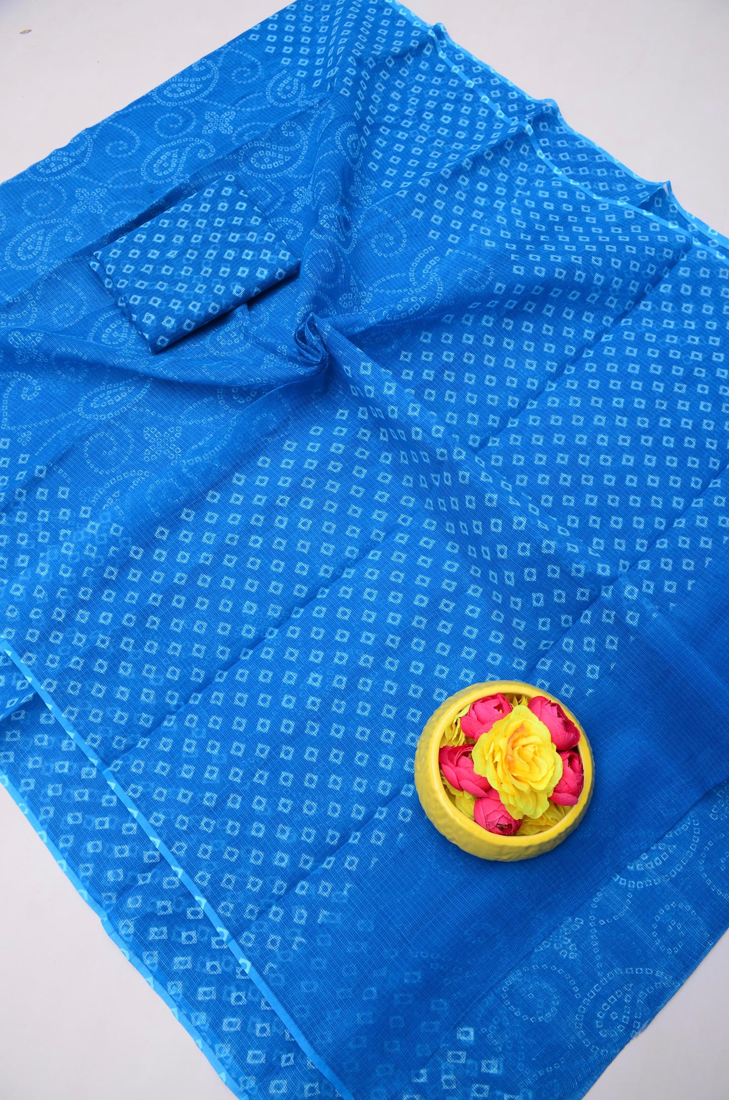 Pure Cotton Kota Doria Kalam Kari Floral Print Sarees