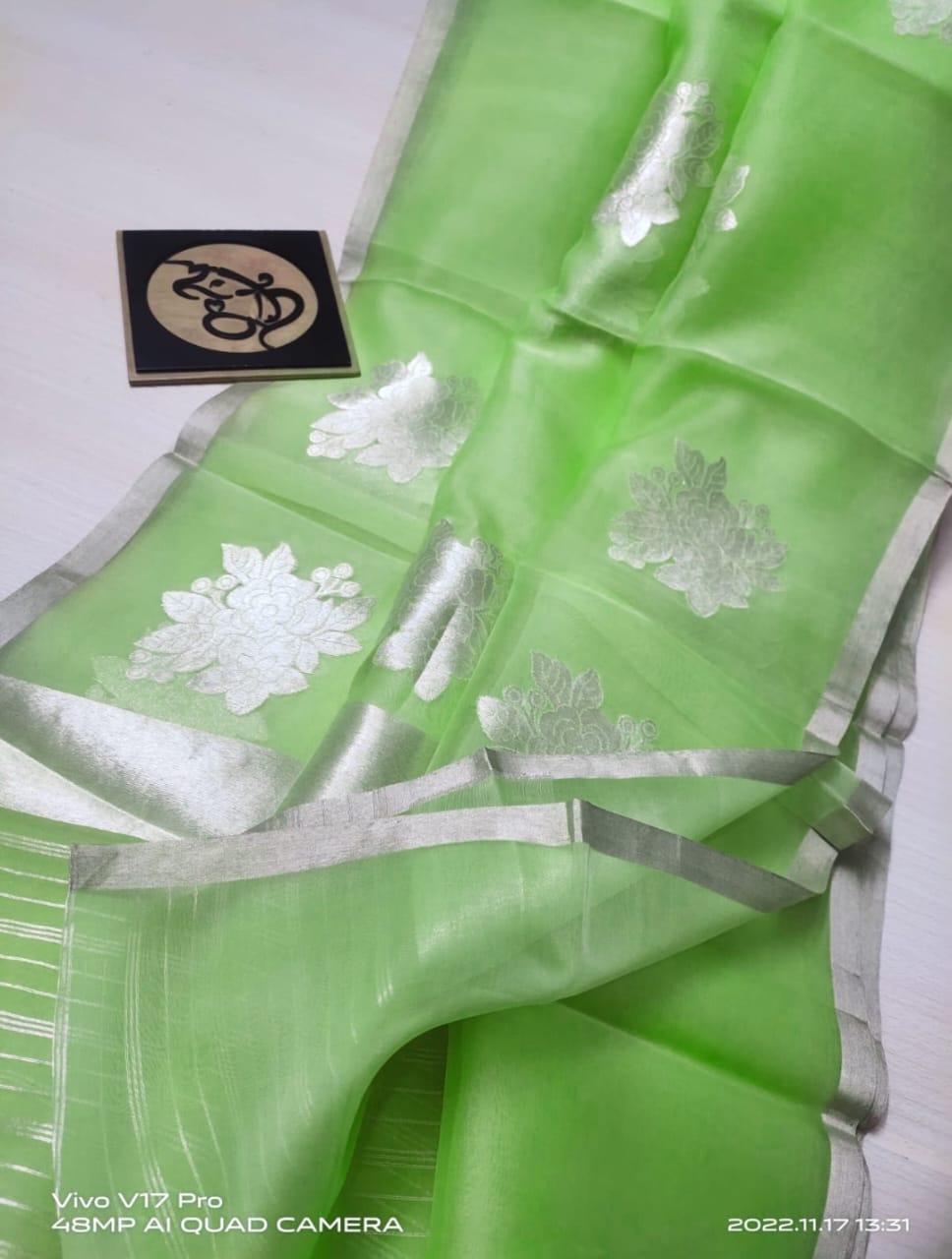 Banarasi Semi Kora Organza Dybel Saree
