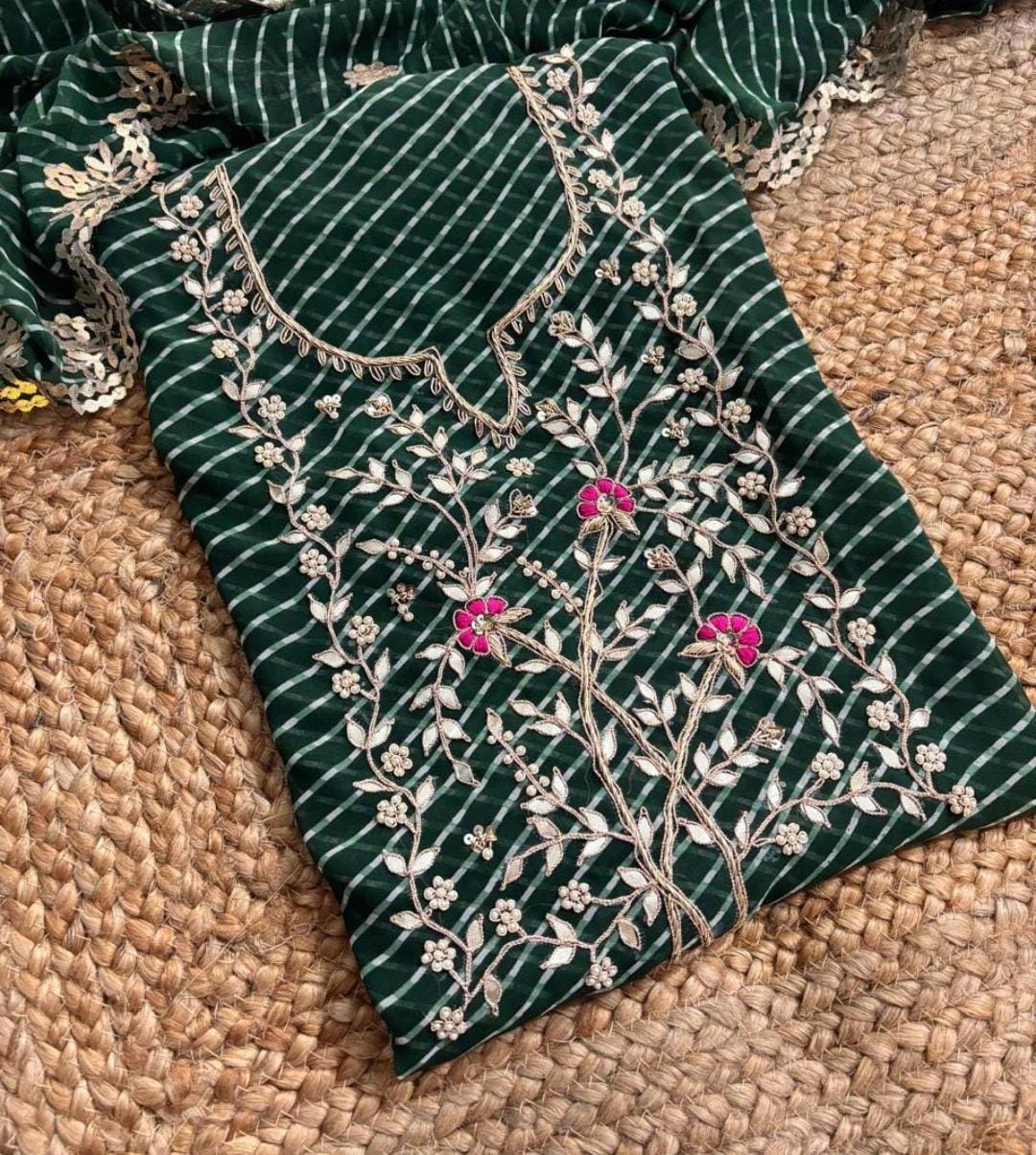 Pure Georgette Gota patti work Unstitched Suit
