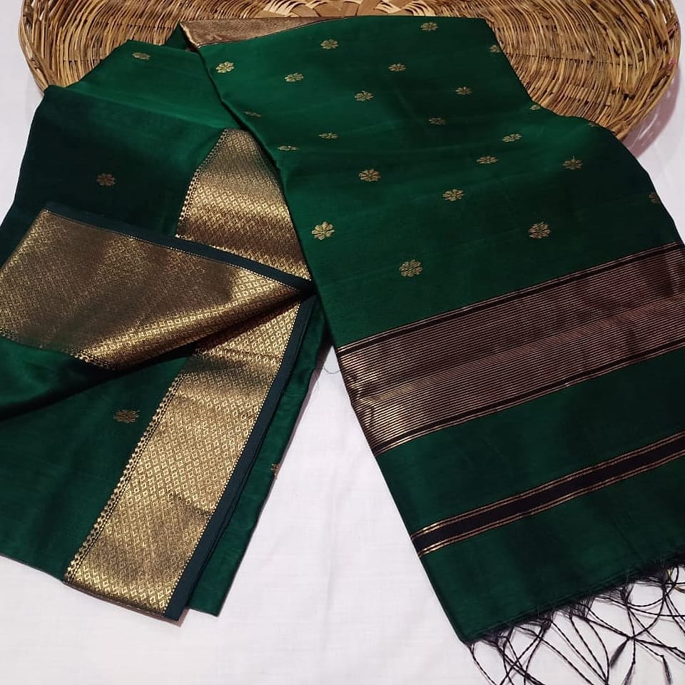 Maheshwari Cotton Silk Zari Work Saree With Blouse
