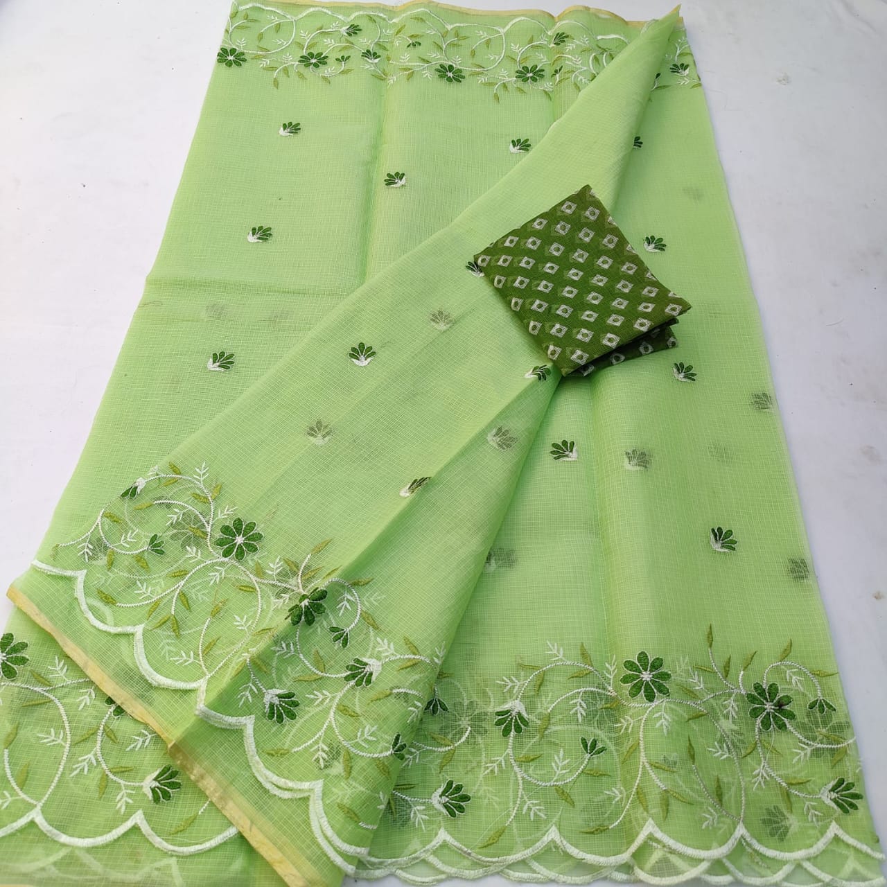 Kota cotton embroidery work Saree