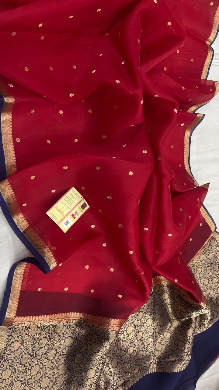 Pure Handloom banarasi kora Silk Saree With Blouse