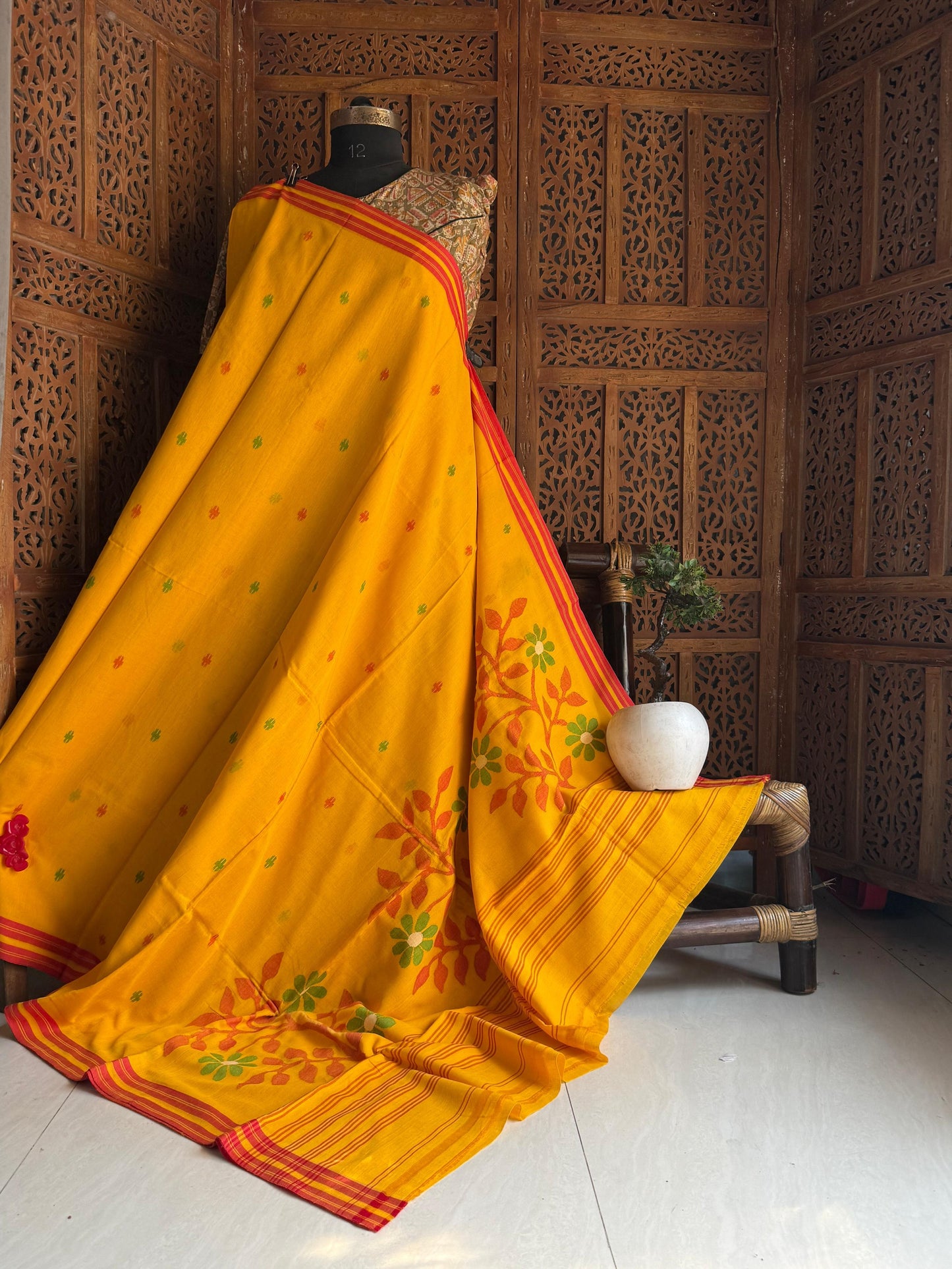 Pure Cotton needle work jamdani Saree