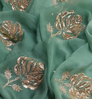 Pure Chiffon Jaipuri Beautiful motif Work Saree