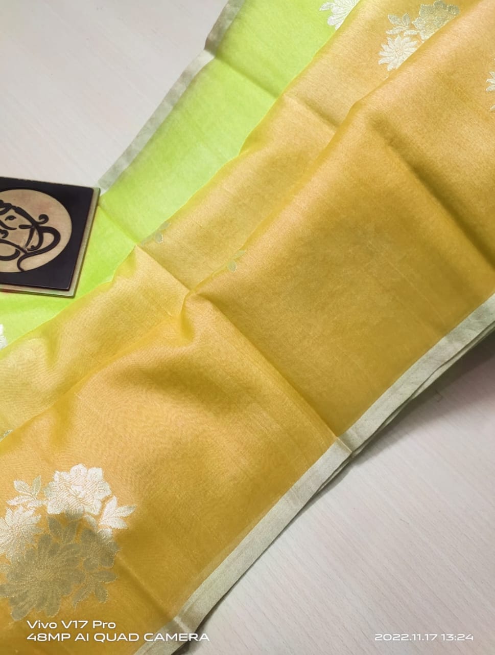 Banarasi Semi Kora Organza Dybel Saree