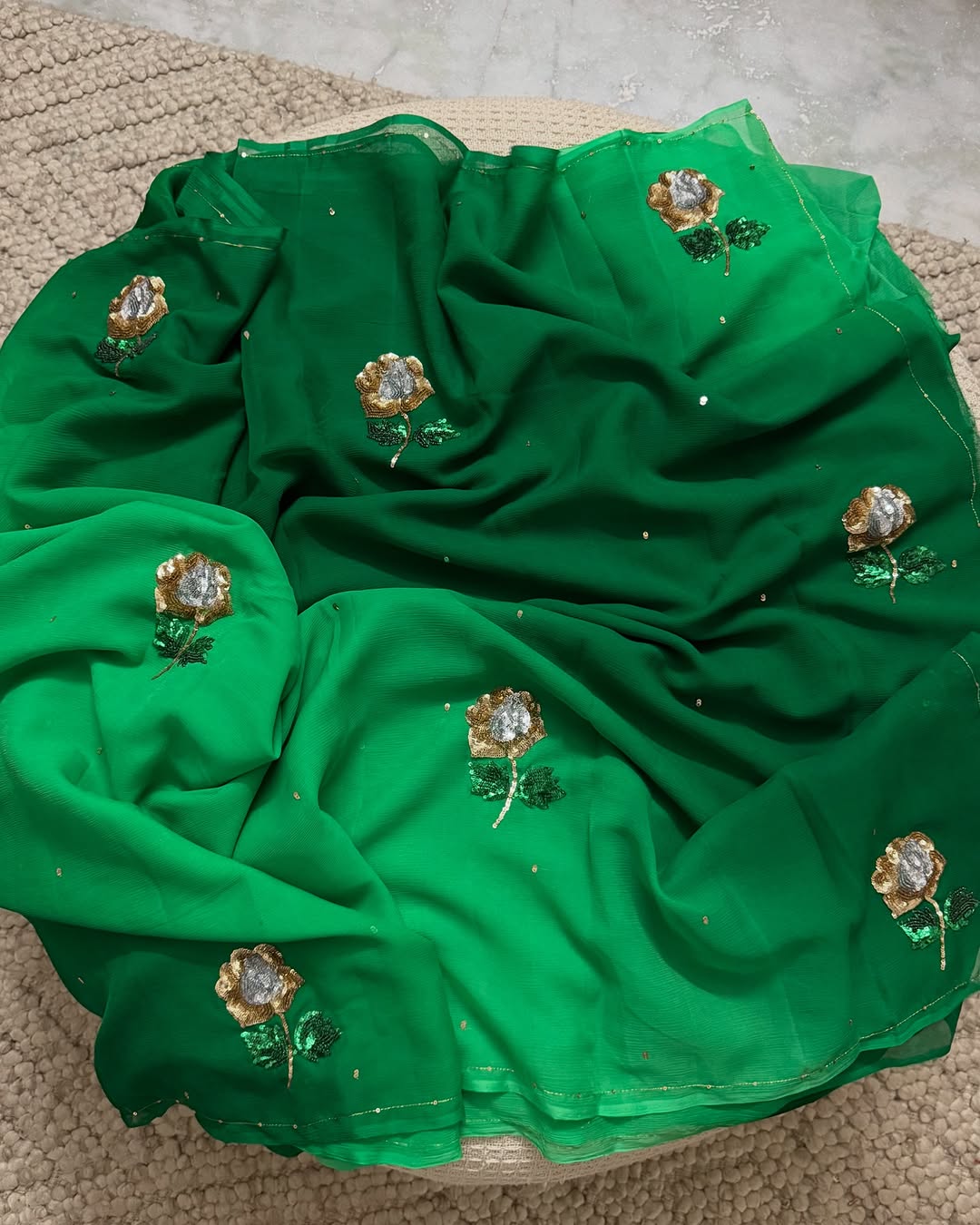 Pure Chiffon Jaipuri Beautiful motif Work Saree