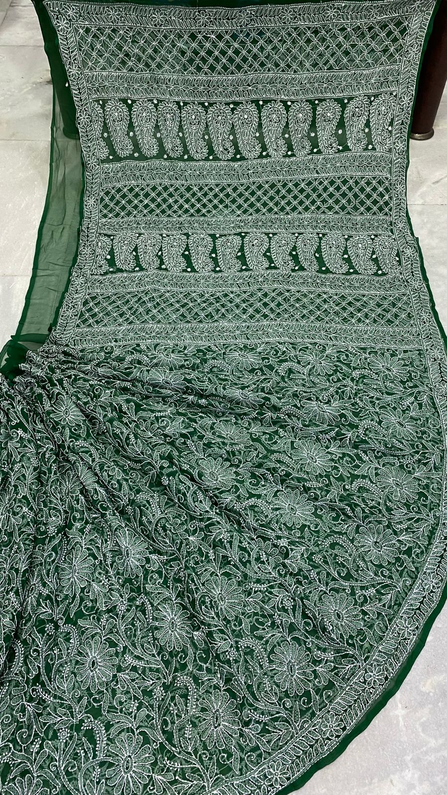 Pure Georgette Chikankari Hand-work Saree With Running Blouse