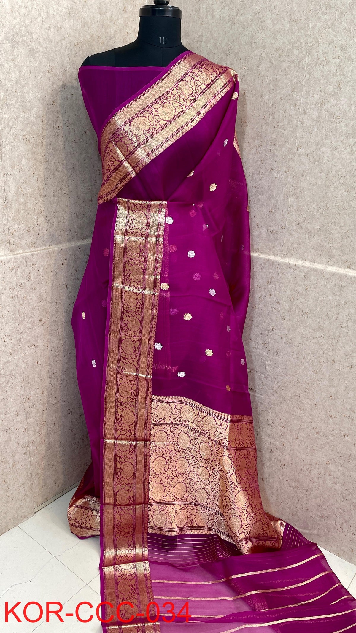 Pure Handloom banarasi kora Silk Saree With Blouse