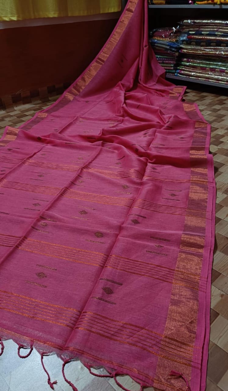 Pure Linen By Linen Saree With Blouse