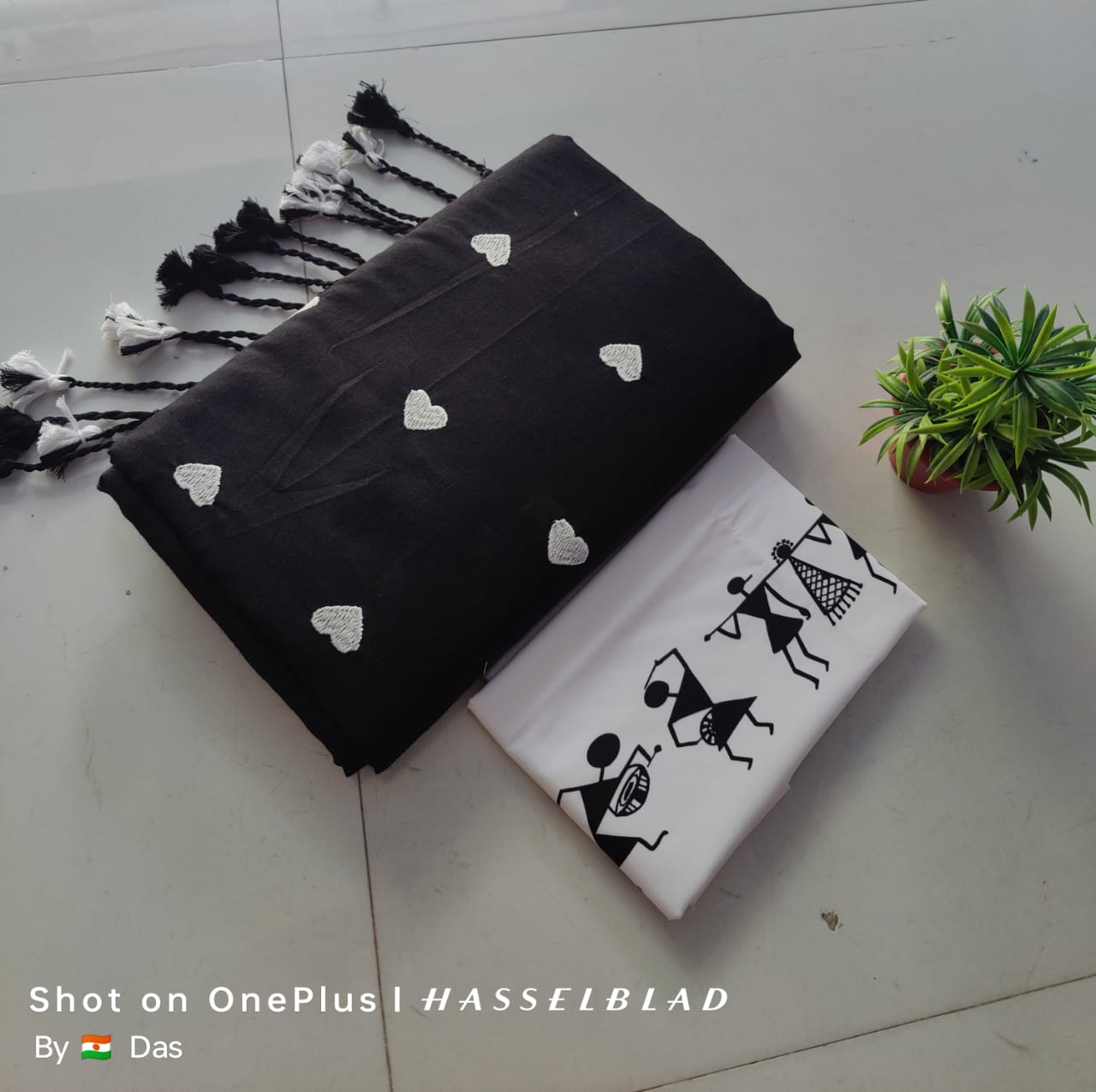 Beautiful Love Embroidery Khaddi Cotton Saree