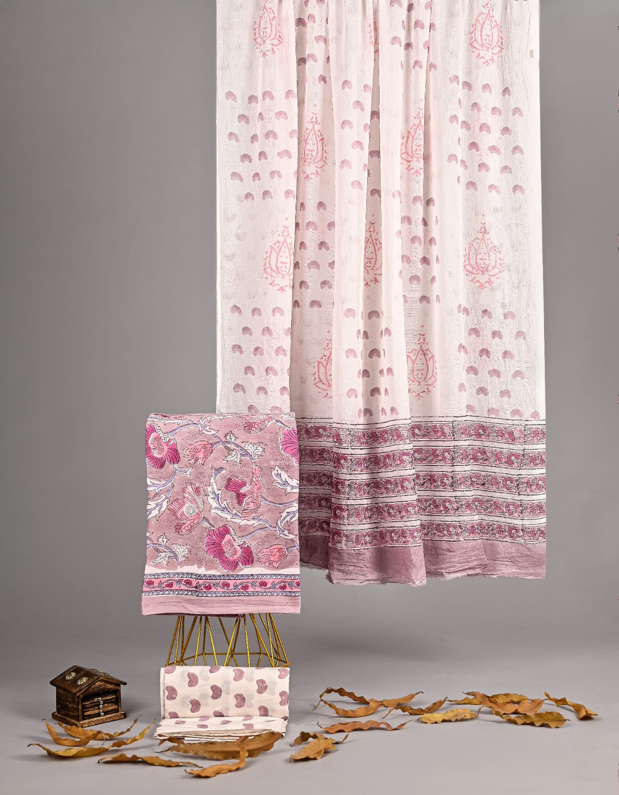 Exclusive new hand block printed cotton suits with cotton duptta
