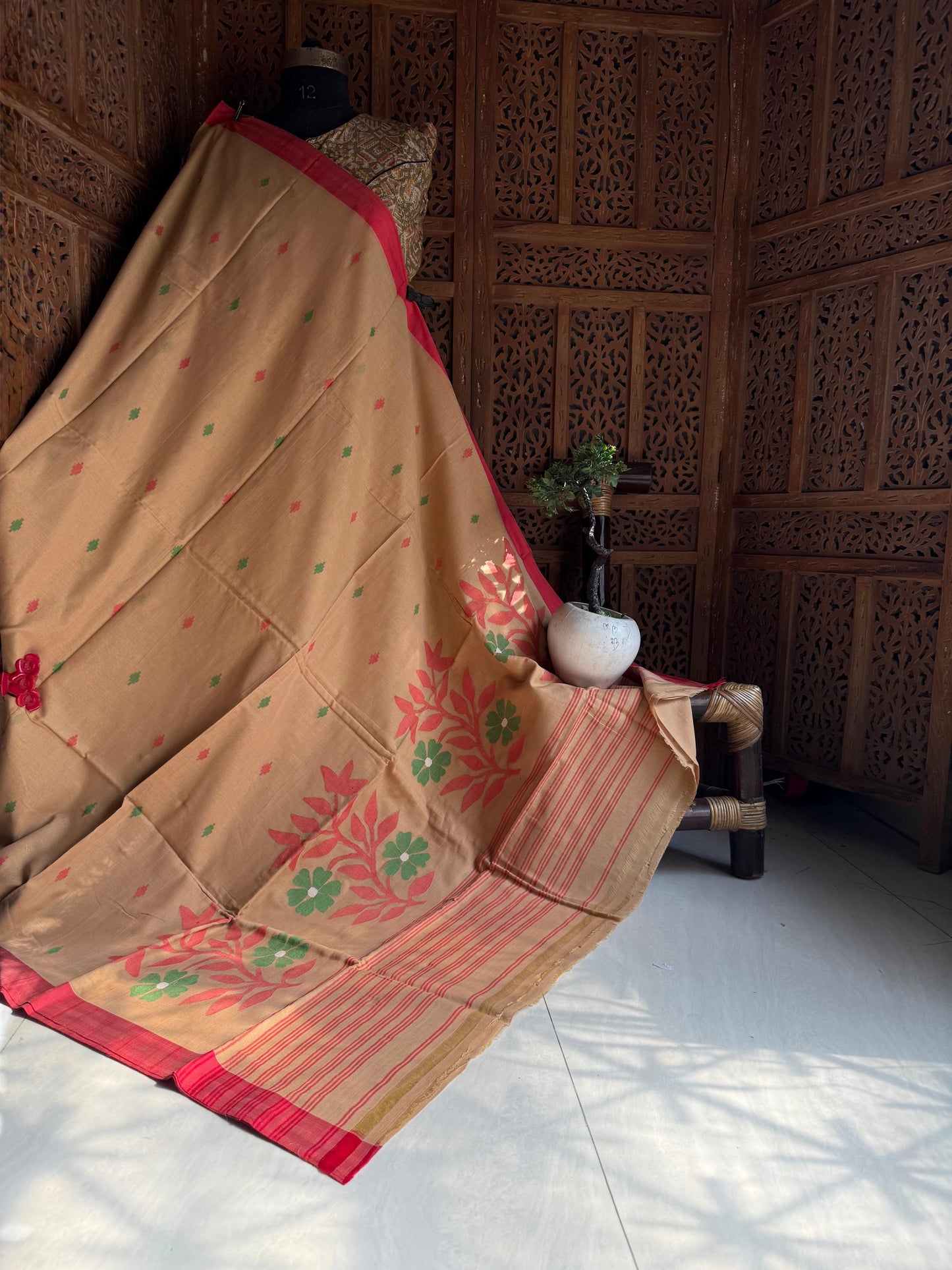 Pure Cotton needle work jamdani Saree