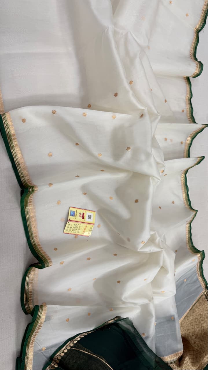 Pure Handloom banarasi kora Silk Saree With Blouse
