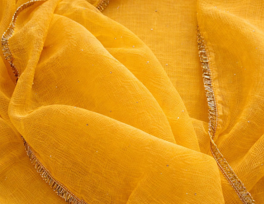 Pure Kota doria 3 pc Unstitched Suit with Mukaish work With shantoon bottom
