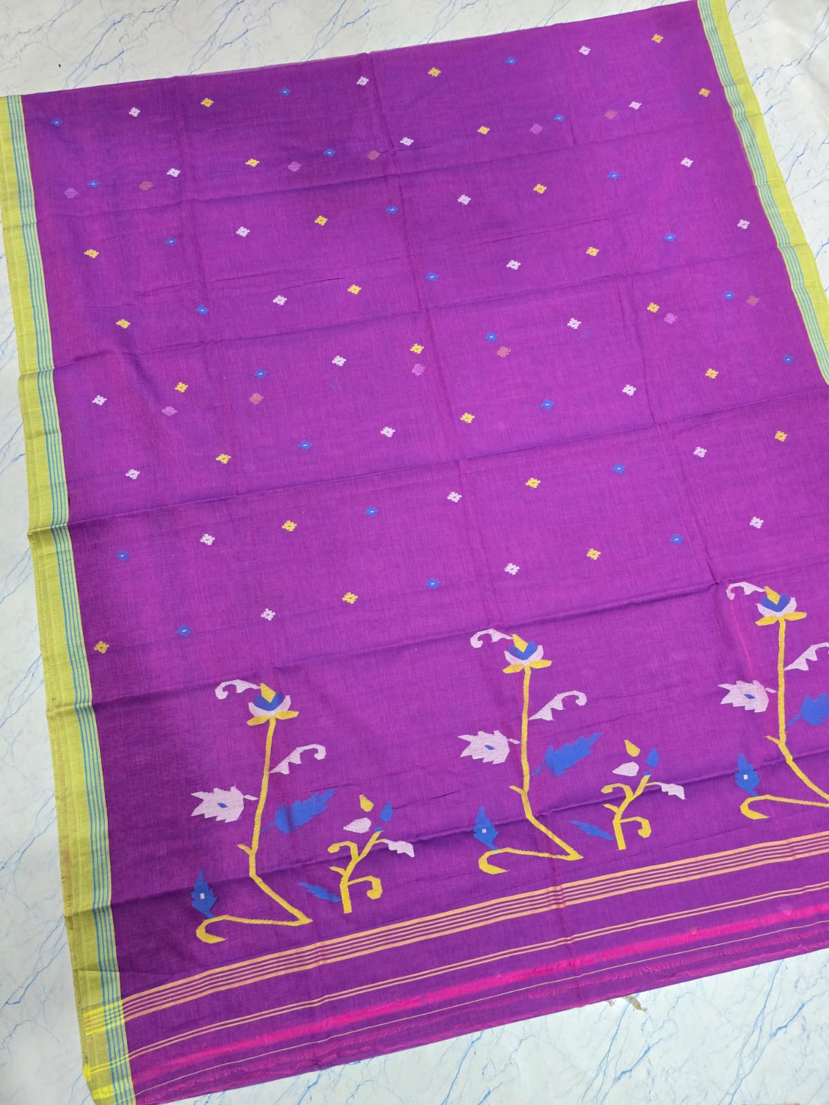 Pure Cotton needle work jamdani Saree