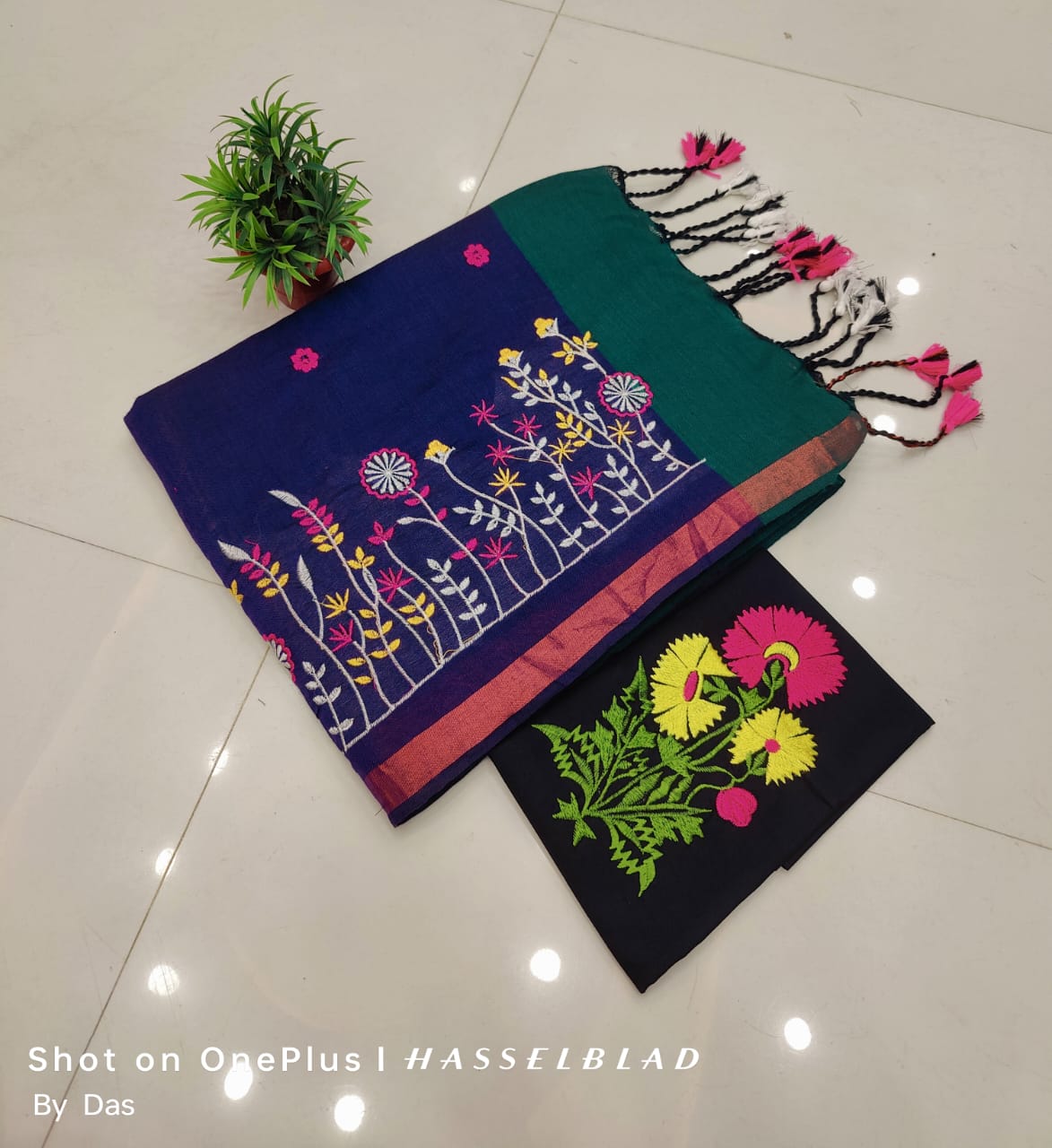 Beautiful Embroidery Khaddi Cotton Saree