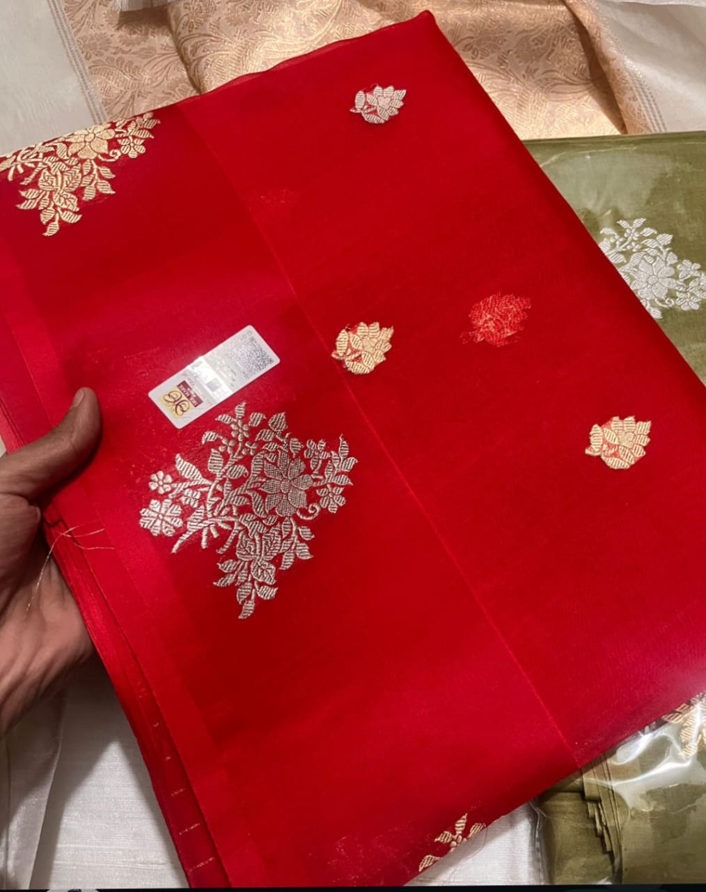 Pure Handloom banarasi kora Silk Saree With Blouse