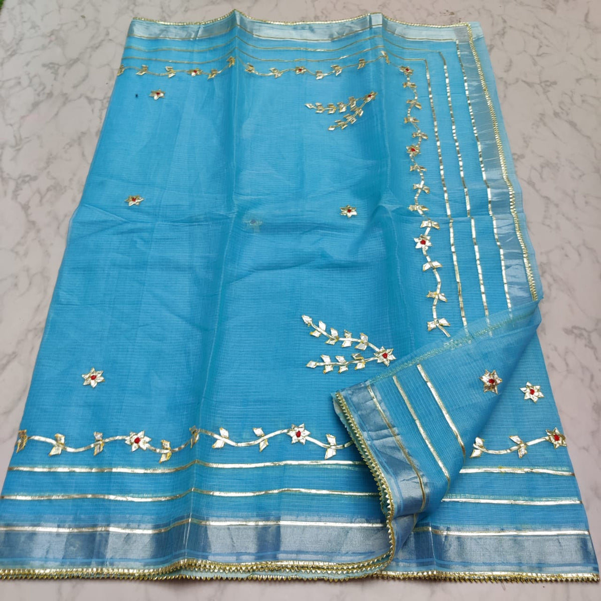 kota cotton kacha gota patti work saree