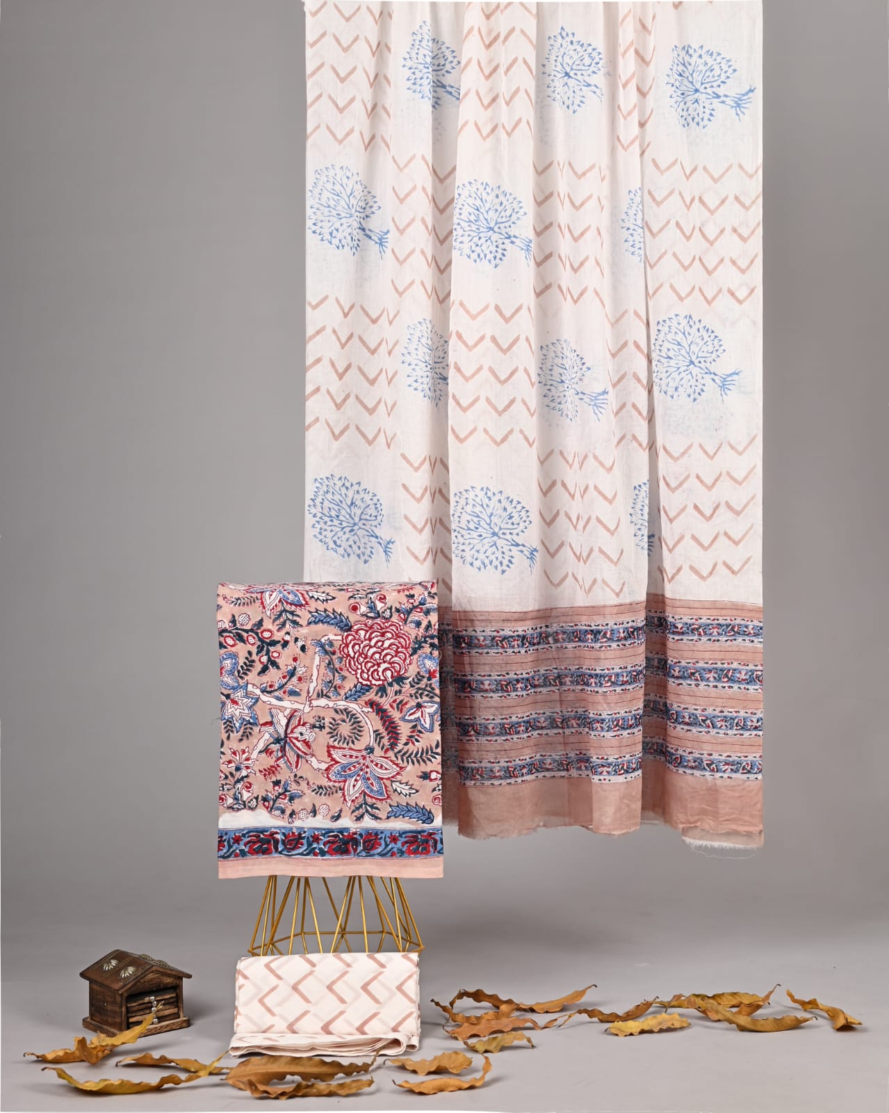 Exclusive new hand block printed cotton suits with cotton duptta