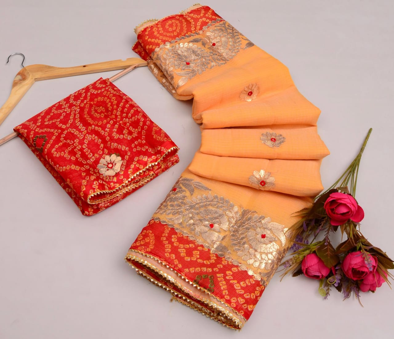 Pure Kota Cotton Gota Patti Work Saree