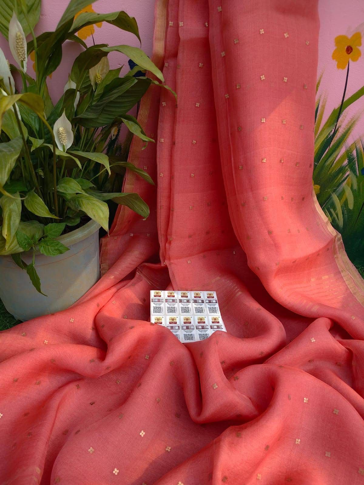 Bengal Handloom Pure Muslin Silk Saree With ( Silk Mark Certified)
