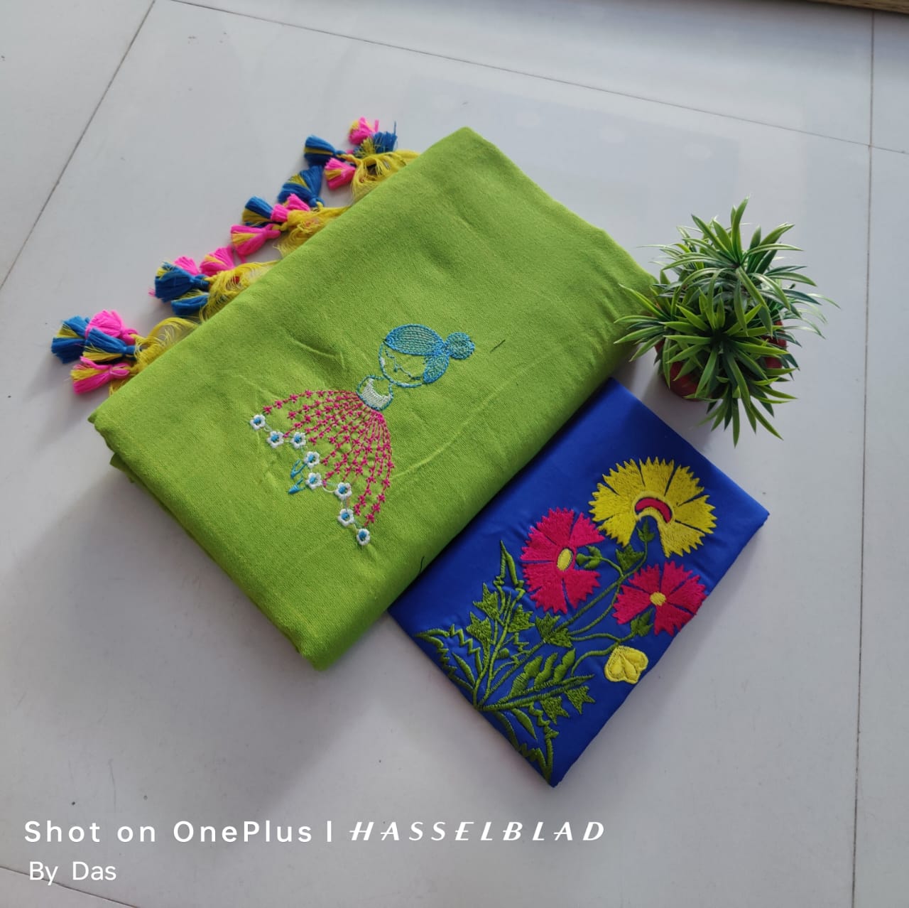Beautiful Doll Embroidery Khaddi Cotton Saree
