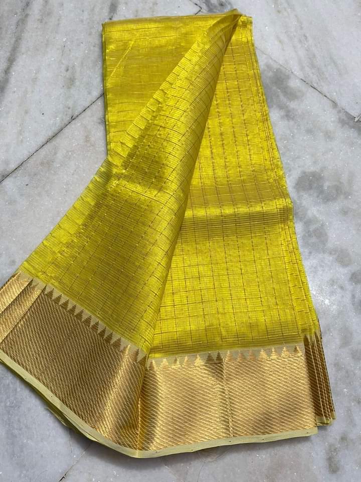 Pure Cotton Silk Mangalagiri Saree With Running Blouse .