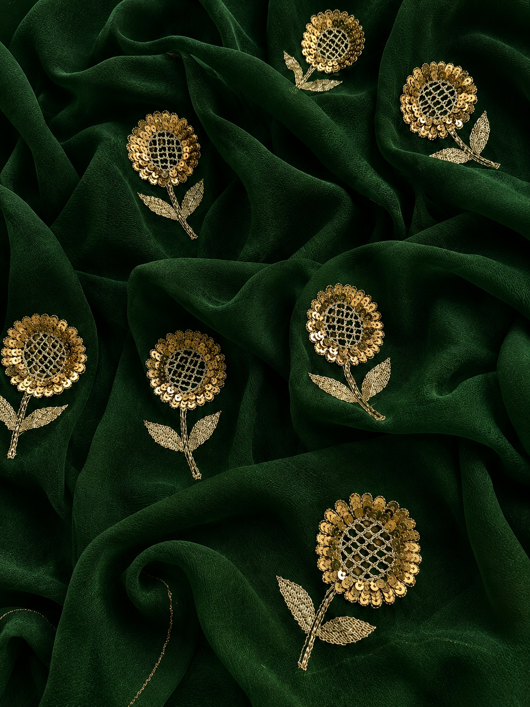 Beautiful Pure Jaipuri Chiffon 13 big Bird motif work Saree with blouse