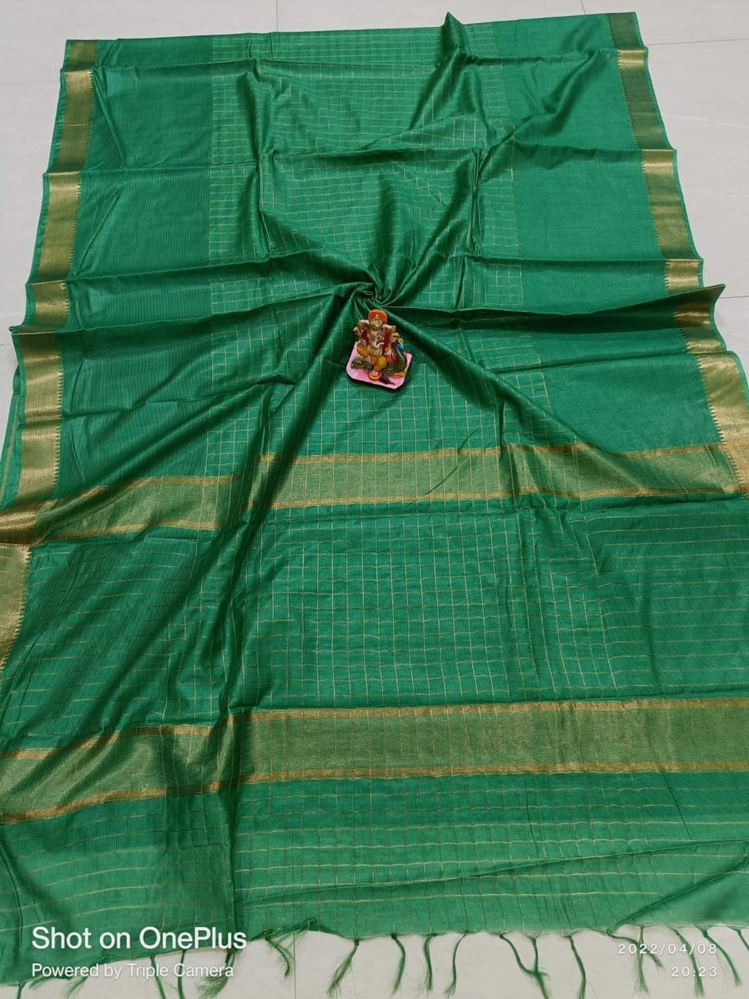Mangalagiri pattern cotton silk Saree with running blouse