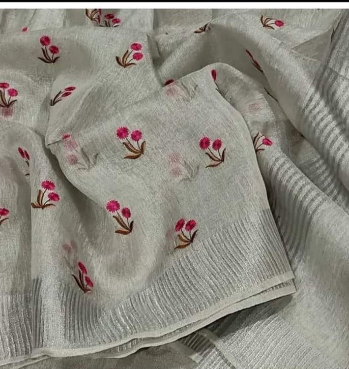 Pure Tissue Linen Saree With Handloom Perfection