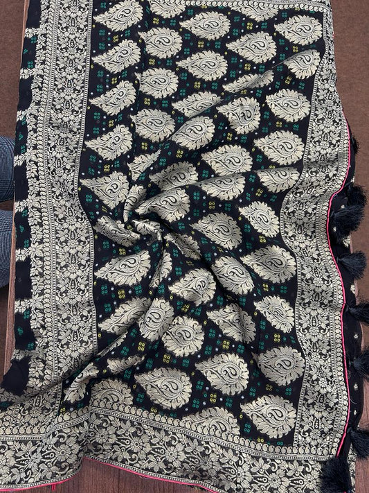 Black Color Banarasi Khaddi Georgette saree