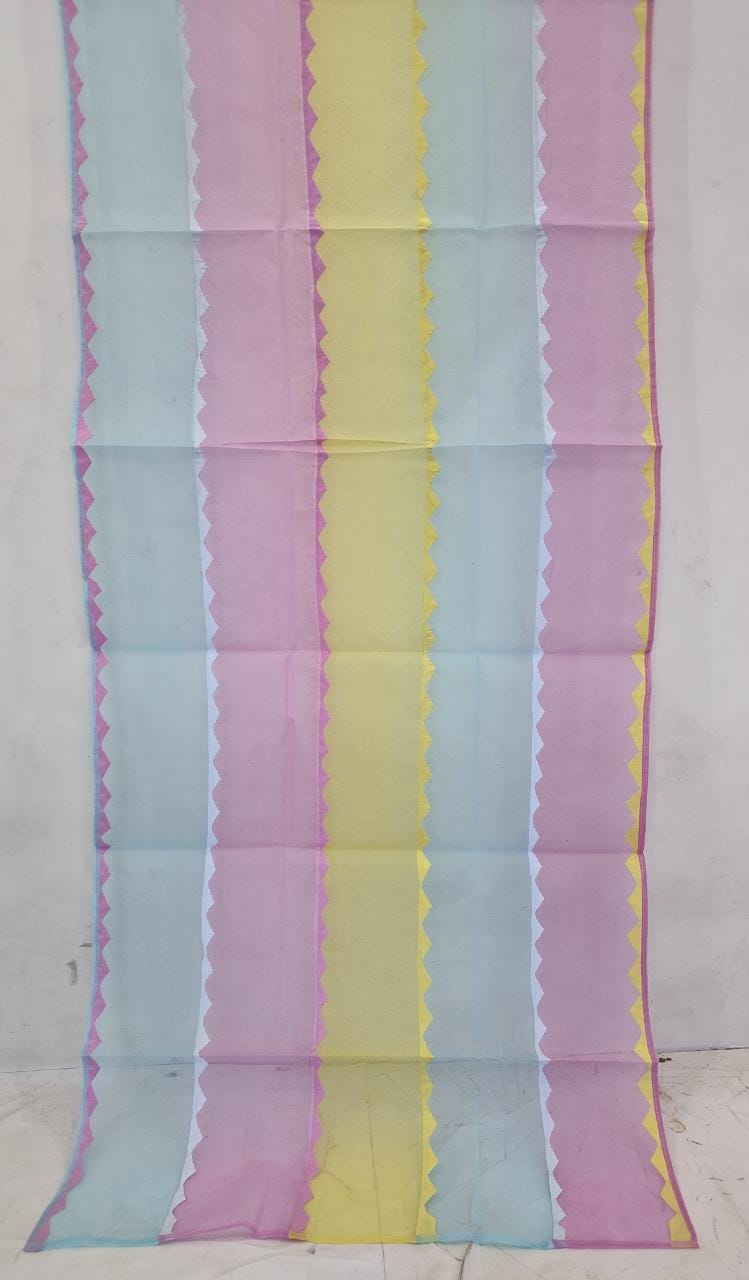 Pure Organdy Cotton Multi-color Applique Work Dupatta