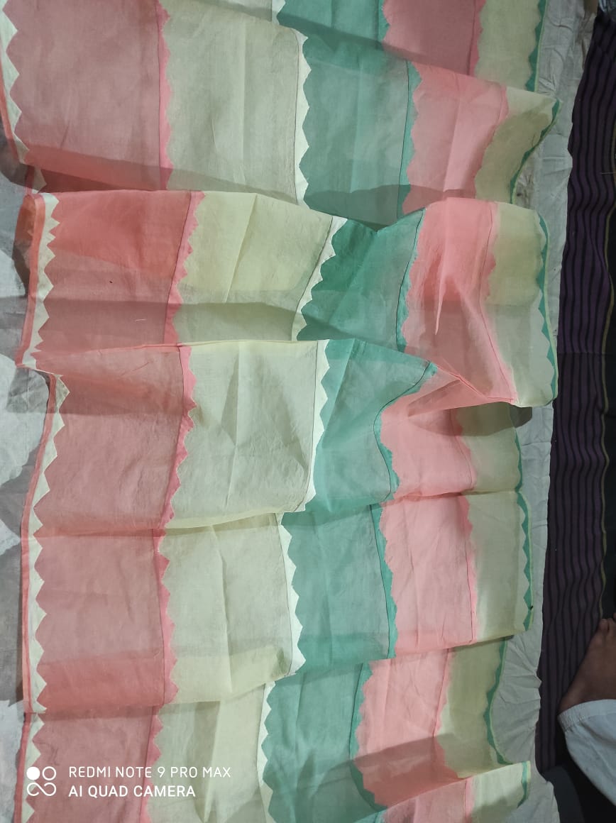 Pure Organdy Cotton Multi-color Applique Work Dupatta