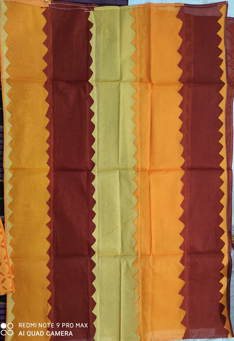 Pure Organdy Cotton Multi-color Applique Work Dupatta