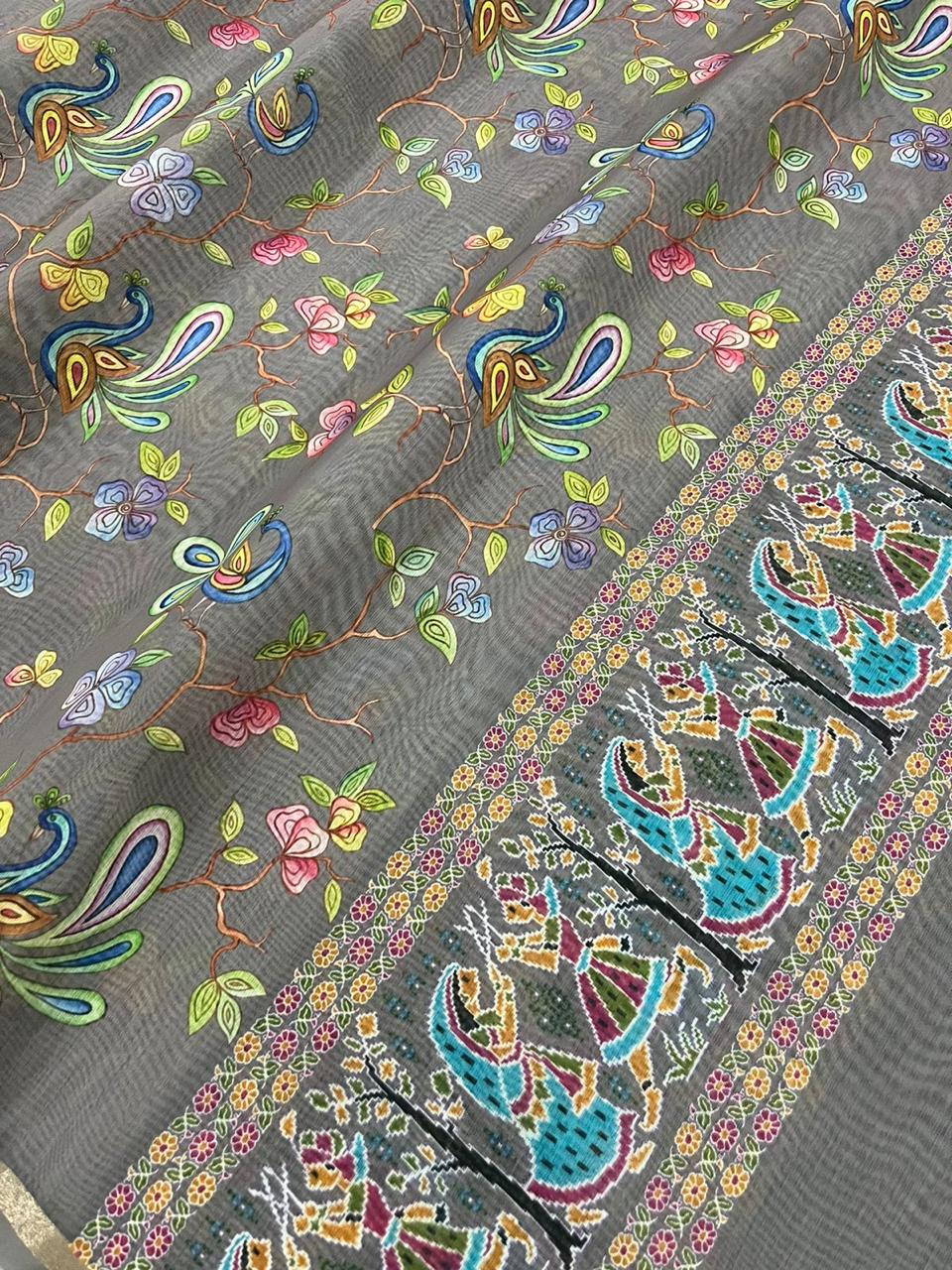 Pure Banarasi Chanderi Silk Pichwai Work Dupatta