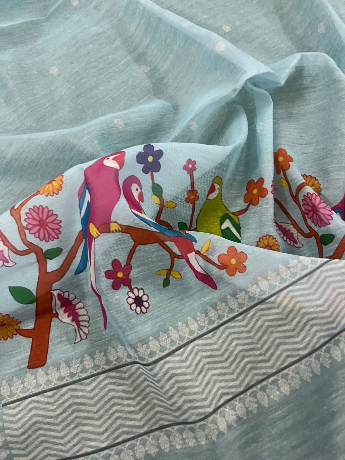 Pure Banarasi Chanderi Silk Pichwai Work Dupatta