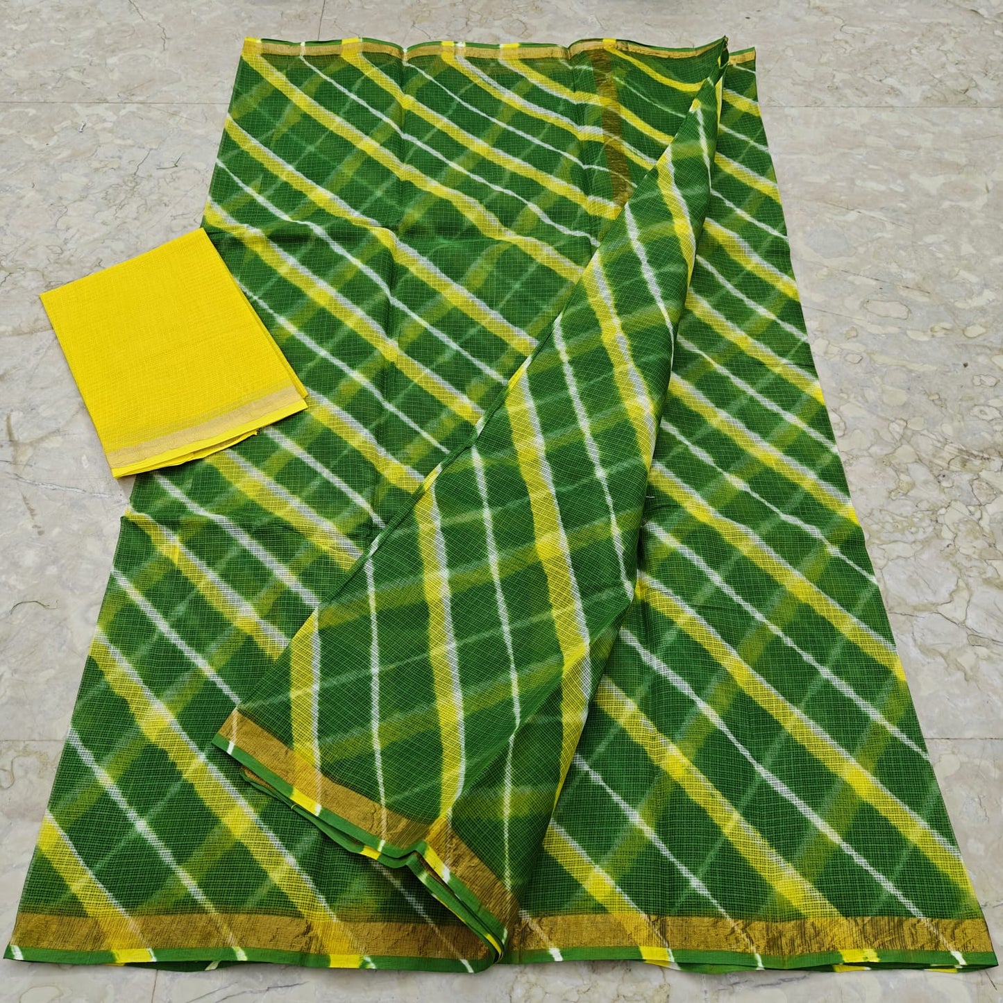 Pure Cotton Kota Leheriya Work Saree With Blouse