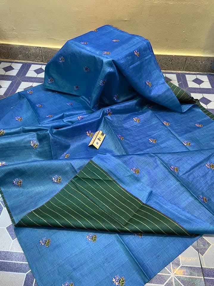 Katan Silk Embroidery With Blouse